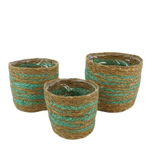 Korb Dhaka grün/braun 3/Set D16cm H16cm