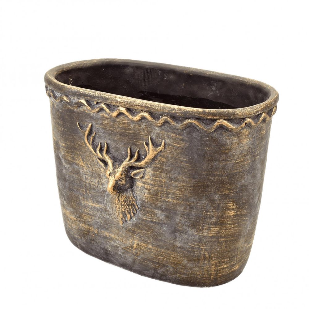 Keramik Rentier schwarz gold 24x14x19cm