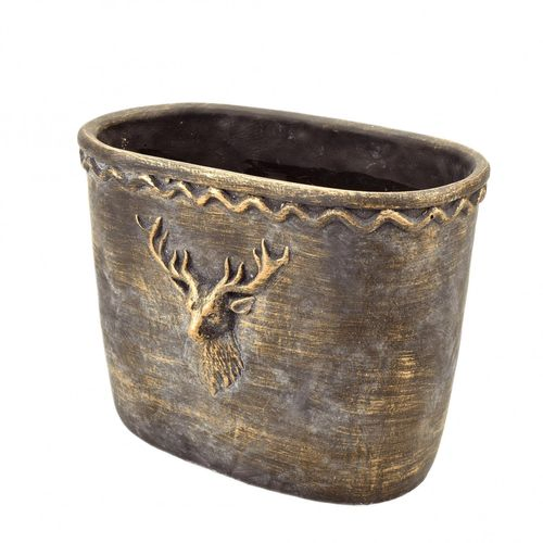 Keramik Rentier schwarz gold 24x14x19cm