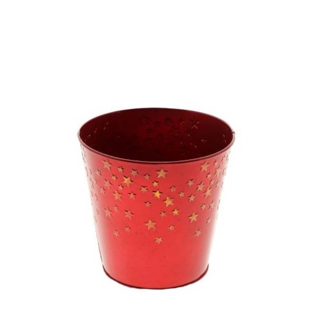 Zink Übertopf Stern rot D16cm H15cm