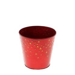 Zink Übertopf Stern rot D16cm H15cm
