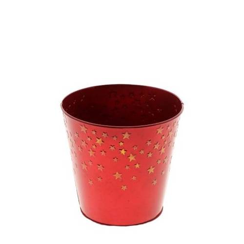 Zink Übertopf Stern rot D16cm H15cm