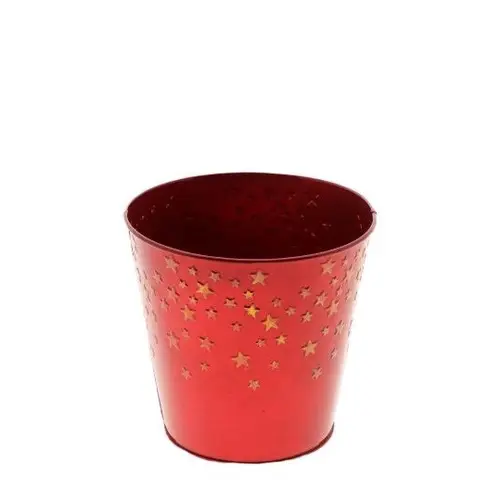 Zink Übertopf Stern rot D16cm H15cm