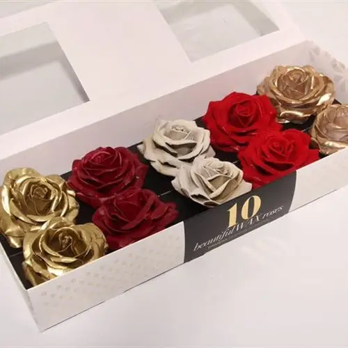 Seiden Wachs Rose mix Chique rot/gold D12cm (015)