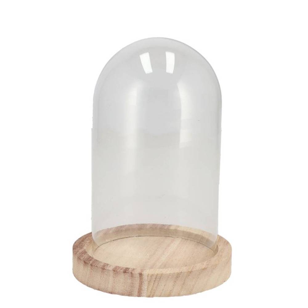 Glas Glocke auf Holz 08x08x14cm