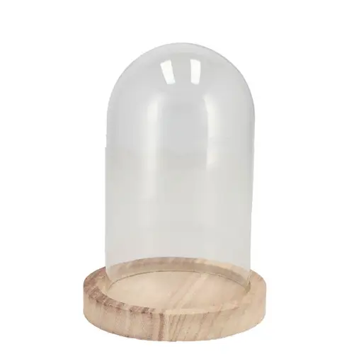 Glas Glocke auf Holz 08x08x14cm
