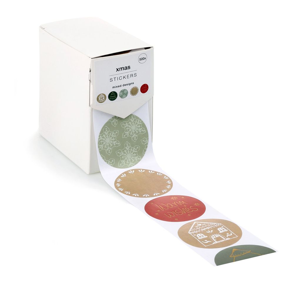 Aufkleber Weihnachten rund mix D40mm 500st
