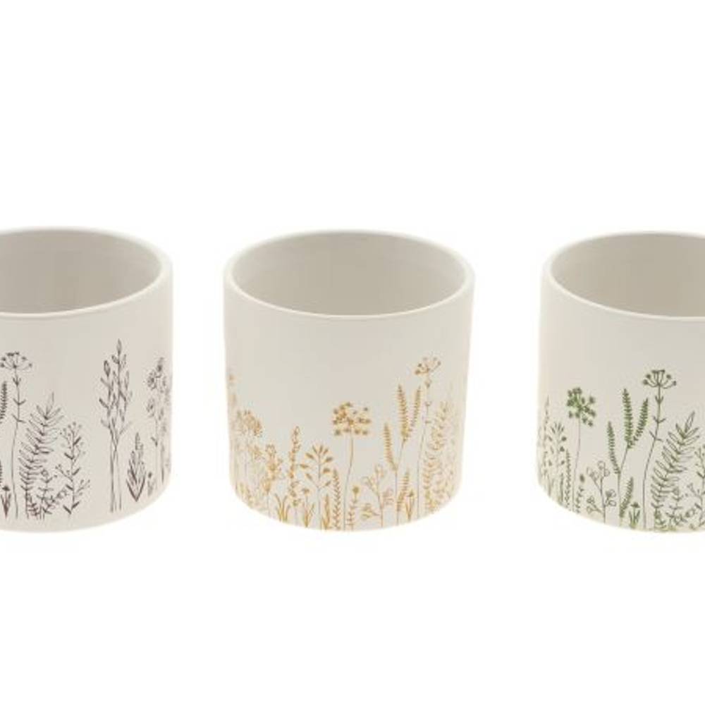 Keramik Übertopf Wiese 3/Set D13.5cm H12.5cm