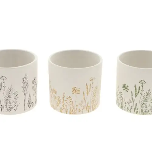 Keramik Übertopf Wiese 3/Set D13.5cm H12.5cm