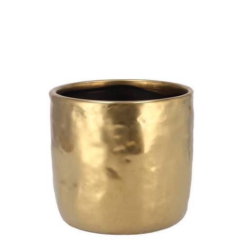 Keramik Übertopf Iron Stone gold D09cm H08cm