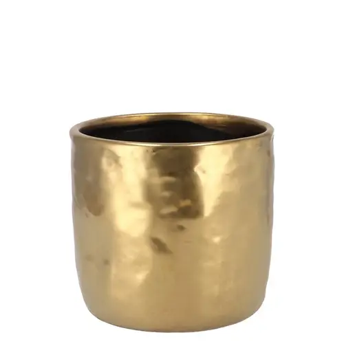 Keramik Übertopf Iron Stone gold D09cm H08cm