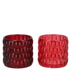 Glas Teelicht Jazz Bubbles rot mix D08cm H07cm