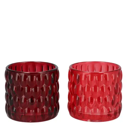 Glas Teelicht Jazz Bubbles rot mix D08cm H07cm