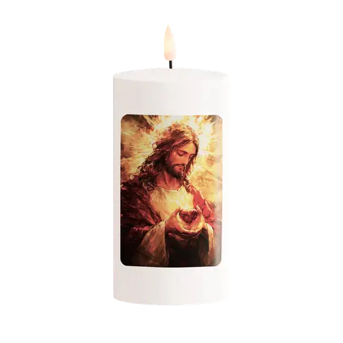 LED Grabkerze Jesus Herz D07.5cm H15cm exkl.Batt.