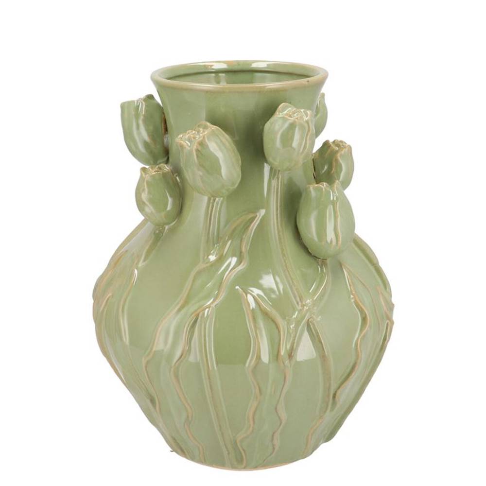 Keramik Vase Mara Tulpe grün 28x28x35cm