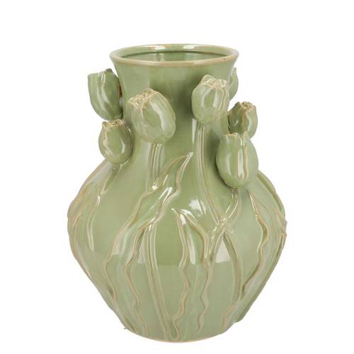 Keramik Vase Mara Tulpe grün 28x28x35cm