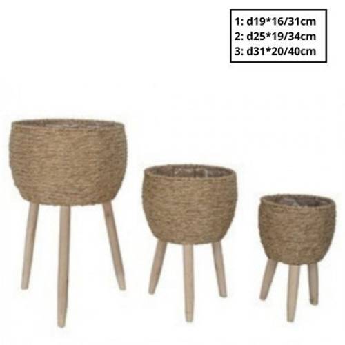Übertopf auf fuss Chalki 3/Set D31cm H20/40cm