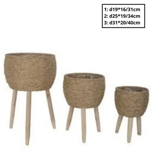 Übertopf auf fuss Chalki 3/Set D31cm H20/40cm
