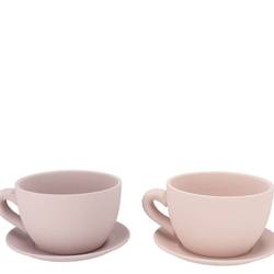 Keramik Übertopf Tasse Chai mix creme 19x15x10cm