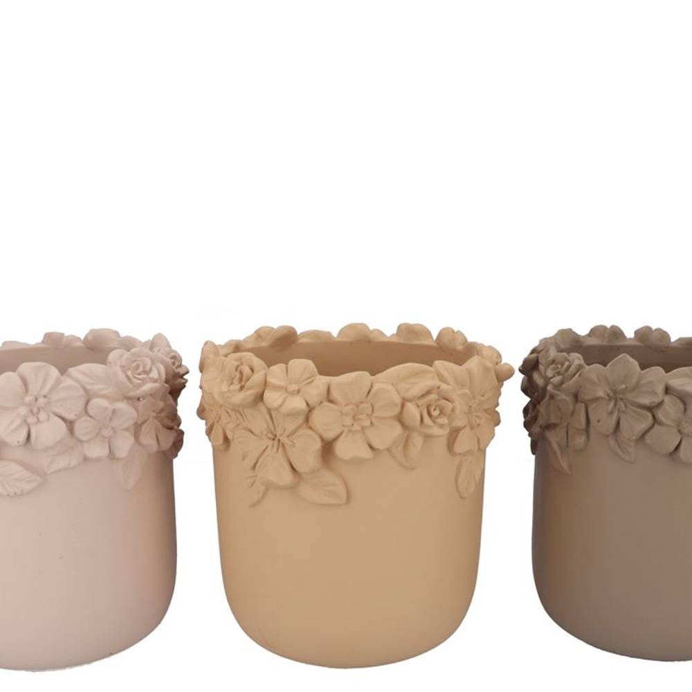 Keramik Übertopf Blumen Gigi mix braun 31x31x30cm