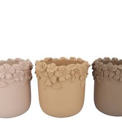 Keramik Übertopf Blumen Gigi mix braun 31x31x30cm