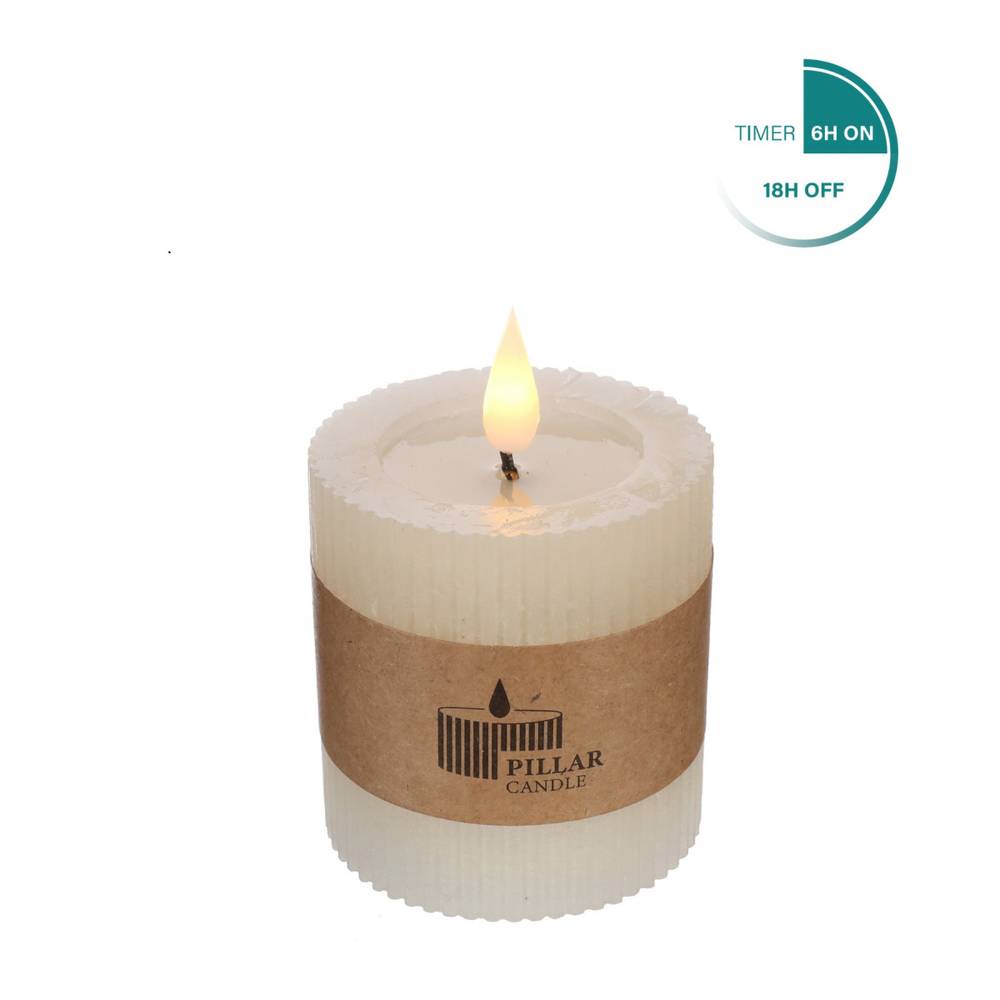 LED Stumpfkerze creme D07cm H08cm ex.AAA