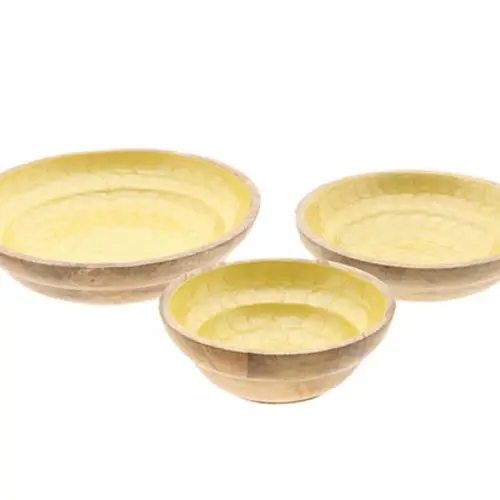 Holz Schale Mandali gelb 3/Set D30.5cm H07cm