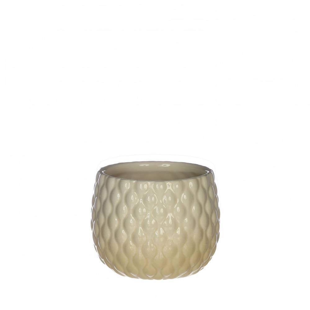 Keramik Übertopf Bubbles creme D08.5cm H06cm