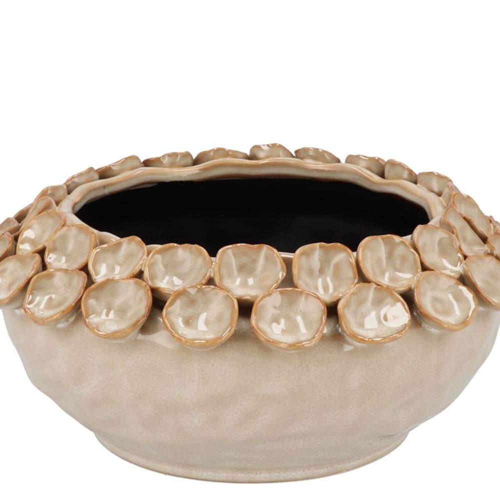Keramik Übertopf Nancy Blumen creme 29x29x13cm