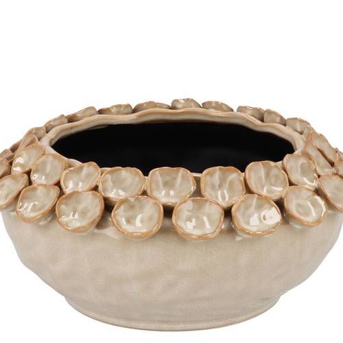 Keramik Übertopf Nancy Blumen creme 29x29x13cm