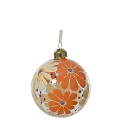Deko Kugel Blume orange D08cm