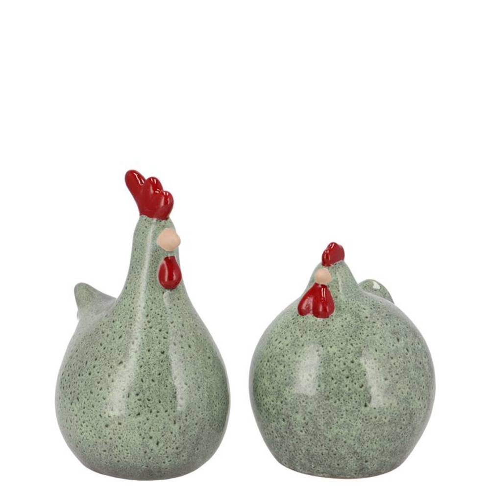 Keramik Huhn mix Jet grün 09x09x11cm