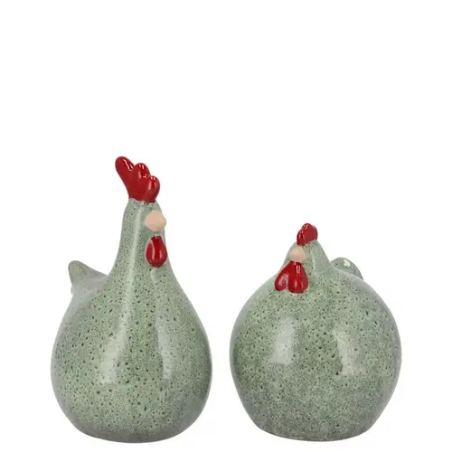 Keramik Huhn mix Jet grün 09x09x11cm