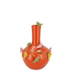 Keramik Vogelvase orange D13cm H15cm