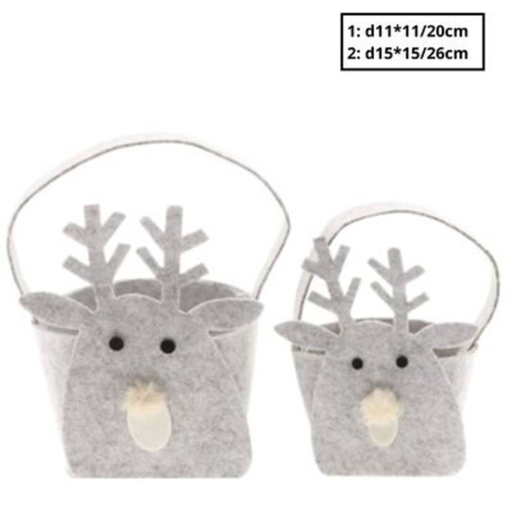 Tasche Rentier Filz grau S/2 15x15/26cm