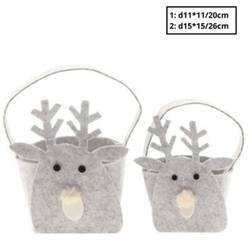 Tasche Rentier Filz grau S/2 15x15/26cm