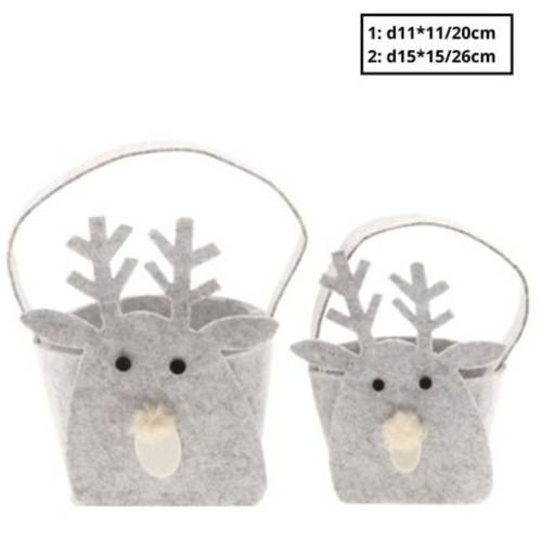 Tasche Rentier Filz grau S/2 15x15/26cm