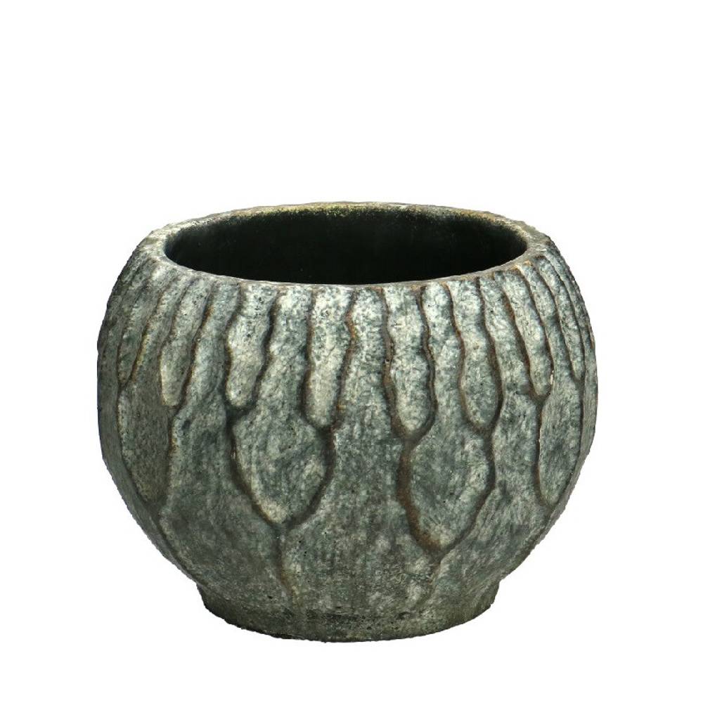 Keramik Übertopf Bowie grün D21cm H15cm 