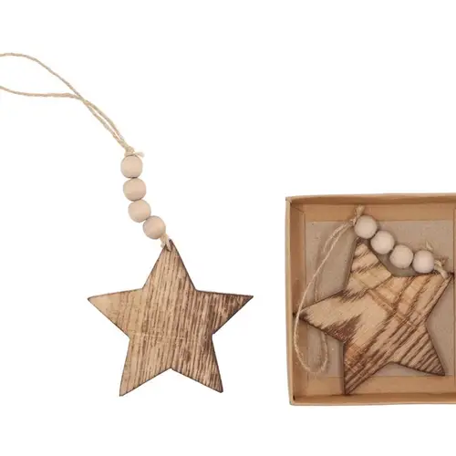 Hänger Stern natur 10x10cm x2