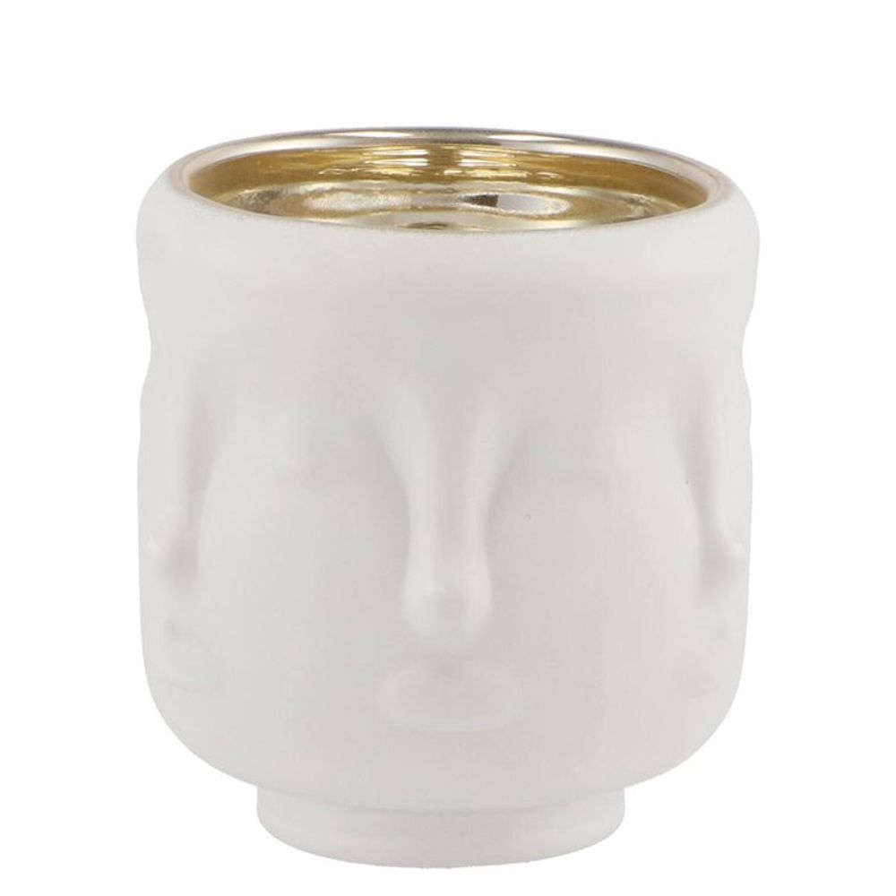 Teelichthalter Rushmore weiss 8x8x8cm