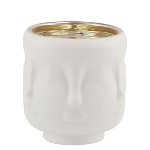 Teelichthalter Rushmore weiss 8x8x8cm
