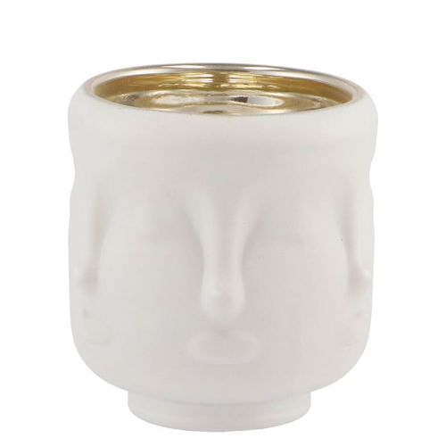 Teelichthalter Rushmore weiss 8x8x8cm