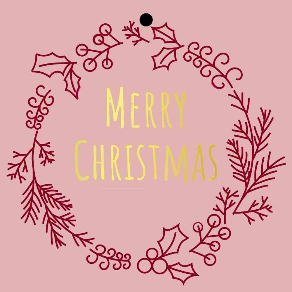 Karte Merry Christmas rosa 07x07cm x20