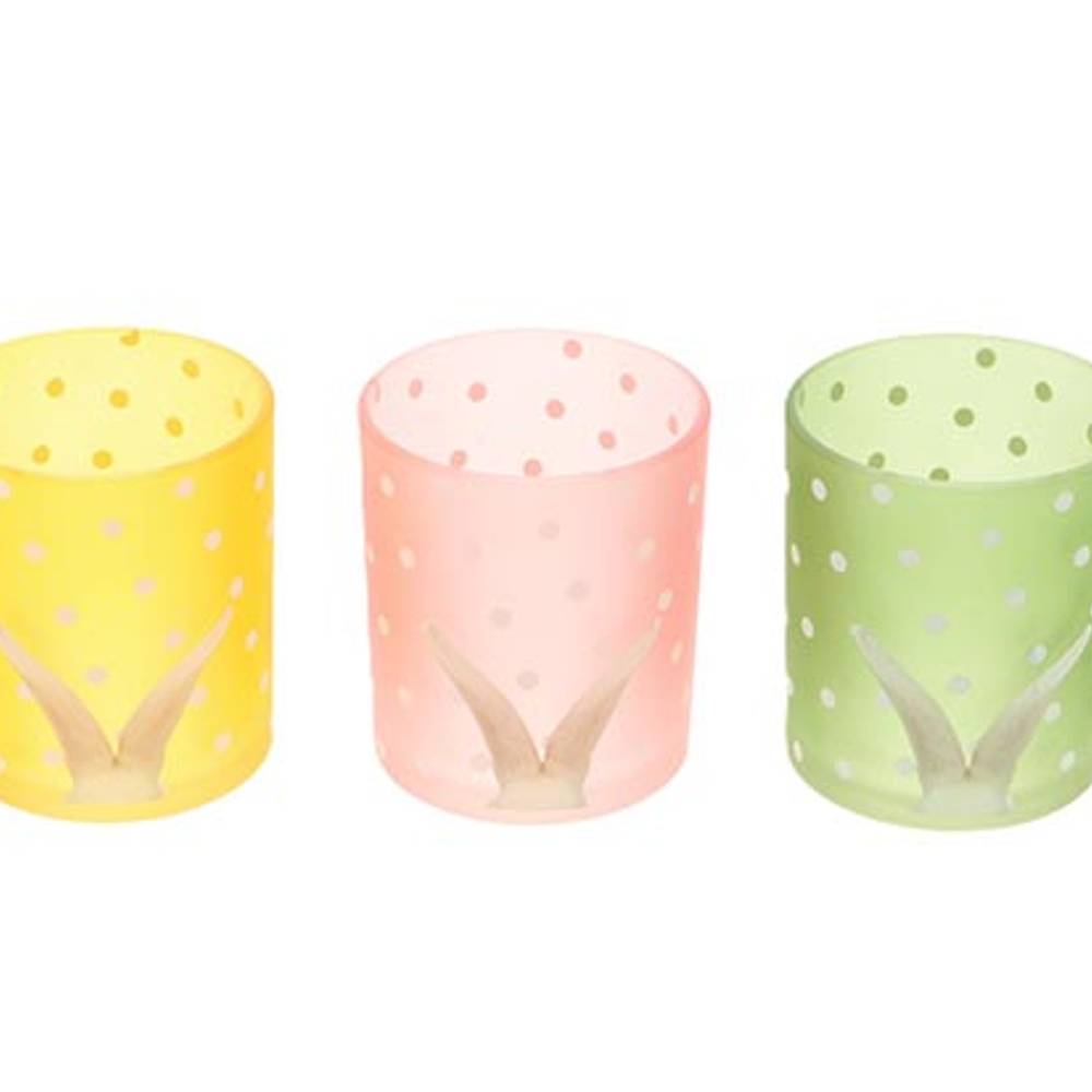 Glas Teelicht Hasenohr mix D08cm H09cm