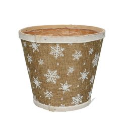 Übertopf Holz Schneeflocke natur D17cm H15cm