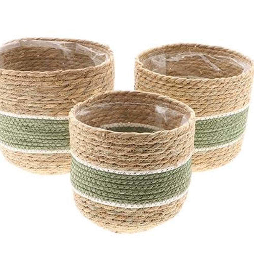 Korb Nora 3/Set natur grün D23cm H23cm