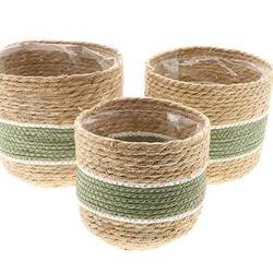 Korb Nora 3/Set natur grün D23cm H23cm