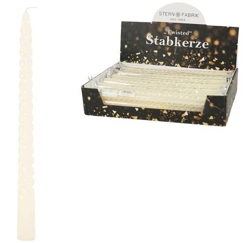 Dinnerkerze Twisted im Display creme D02.2cm H25cm