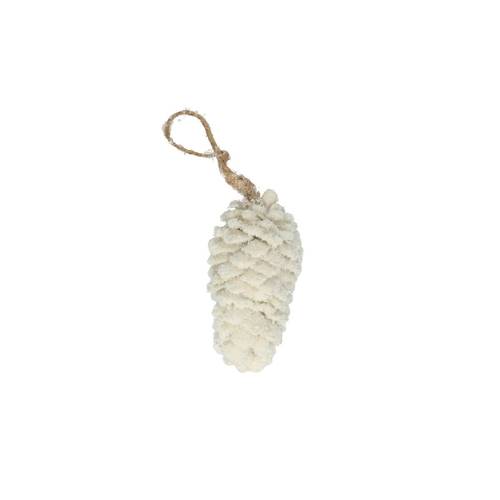 Deko Hänger Tannenzapf creme 13cm x2st