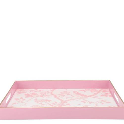 Melamine Tablett Rechteck Vogel rosa 35x25x04cm